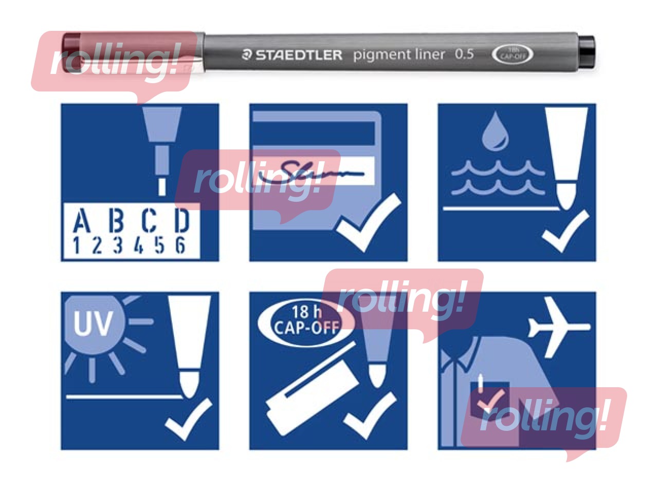 Peenmarkerite komplekt STAEDTLER, 0,3 mm, 6 värvi