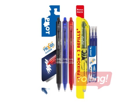 Set: Pilot Frixion rollerball pens + highlighter + refills, erasable, 0.7mm