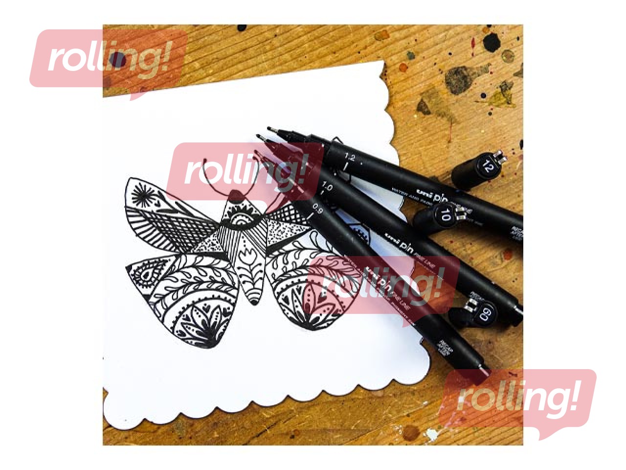 Markerpliiats Uni PIN, must, 1.0mm