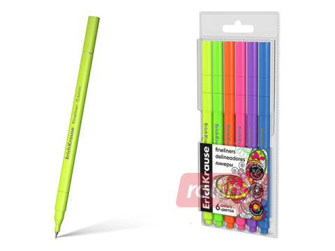 Fineliner pen set ErichKrause, Art Spirit Neon, 0.4mm, 6 colors