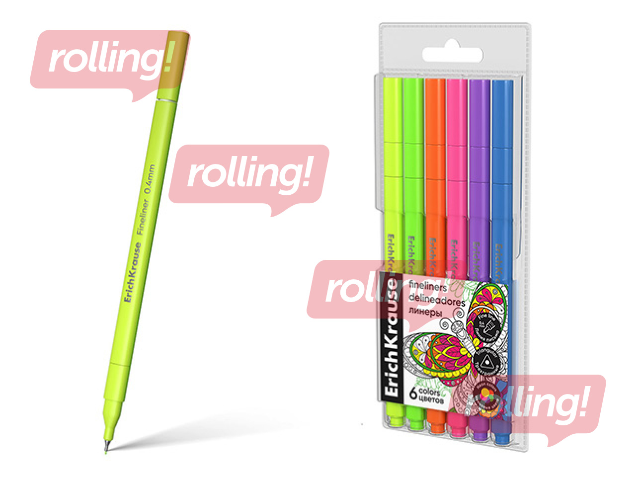 Fineliner pen set ErichKrause, Art Spirit Neon, 0.4mm, 6 colors