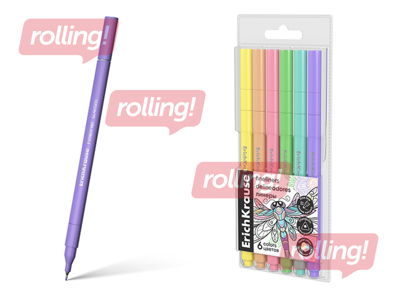Peene otsaga vildikate komplekt ErichKrause, Art Spirit Pastel, 0.4mm, 6 värvi