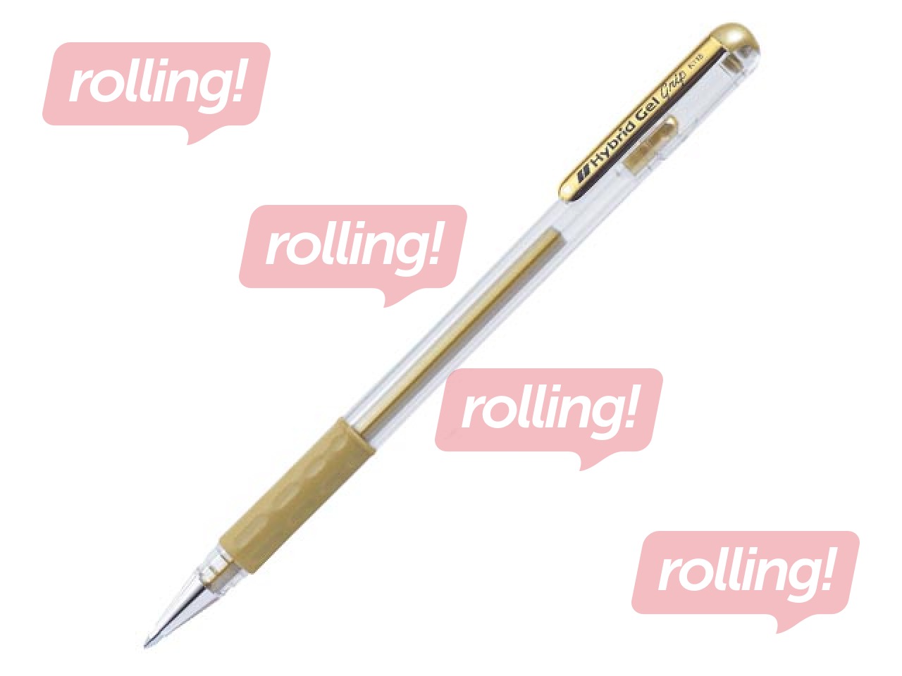 Gel ink pen Pentel Hybrid Grip K118, gold