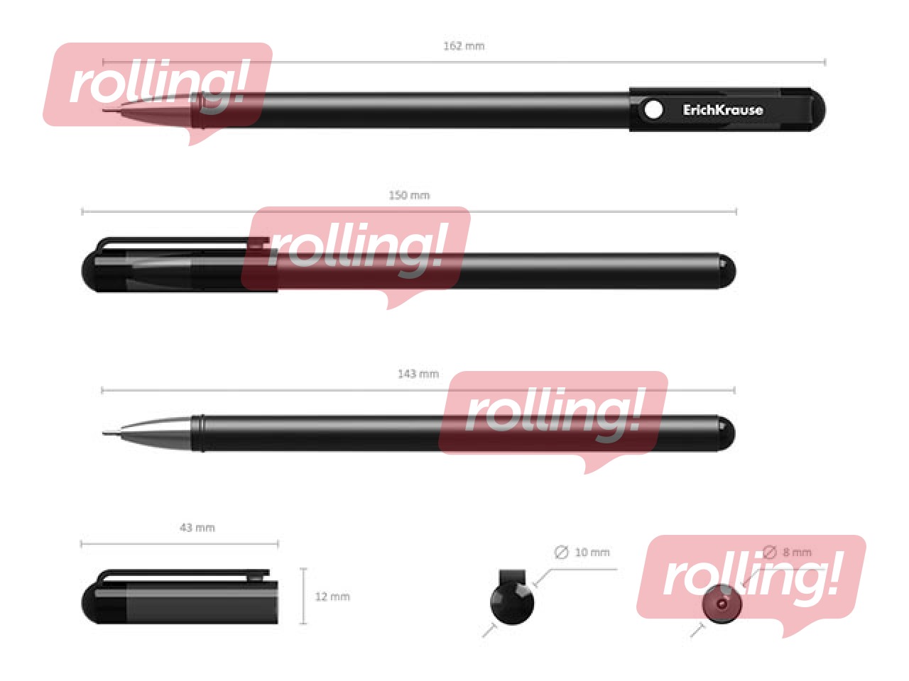 Geelist tindipliiats ErichKrause G-Soft, 0,38 mm, tindi värv: must