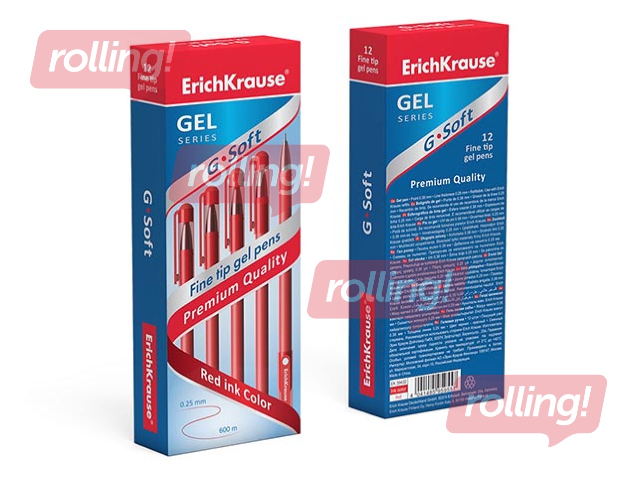 Gēla pildspalva ErichKrause G-Soft, 0.38mm, sarkana