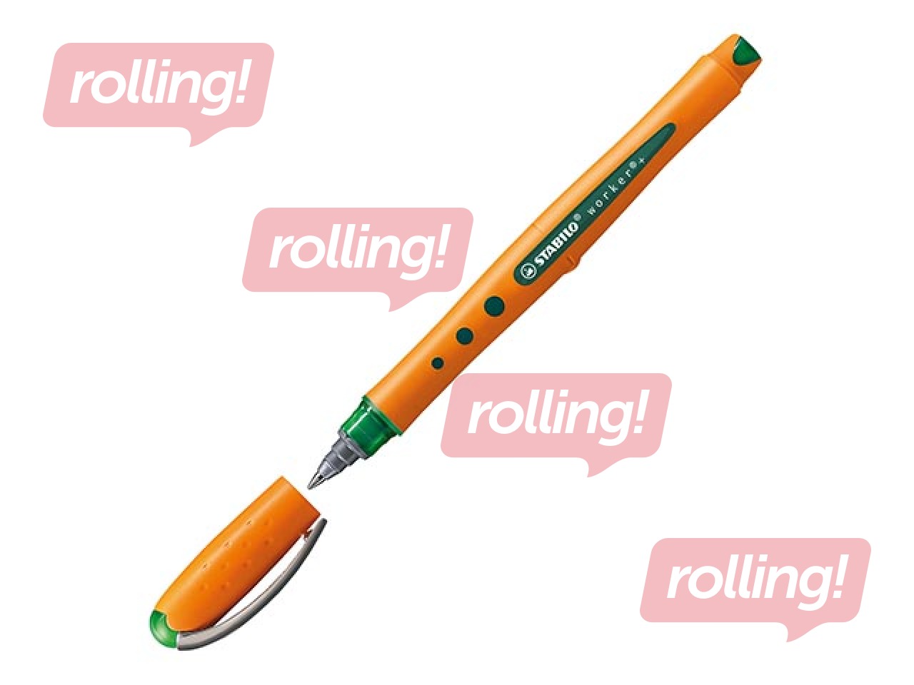 Ручка-роллер Stabilo worker+ finel, 0.3мм, зеленый