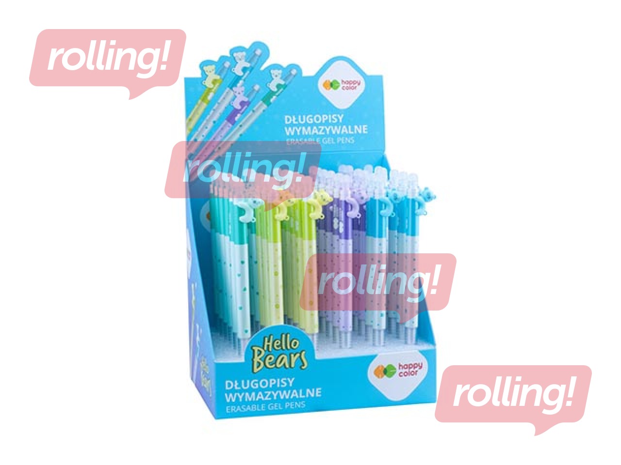 Гелевая ручка Happy Color, Hello Bears, Pastel, стираемая, синяя чернила, 0.5мм