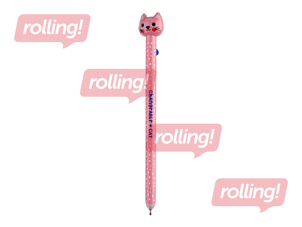 Kustutatav geelpliiats Changeable Cat, sinine tint, 0.5mm