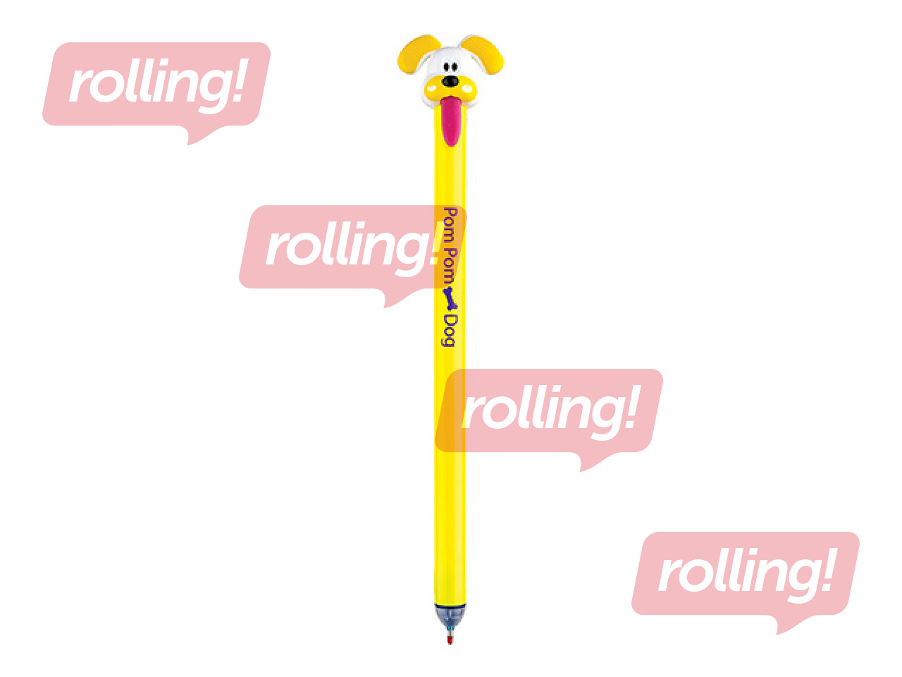 Gēla pildspalva dzēšama Pom Pom Dog, zila tinte, 0.5mm