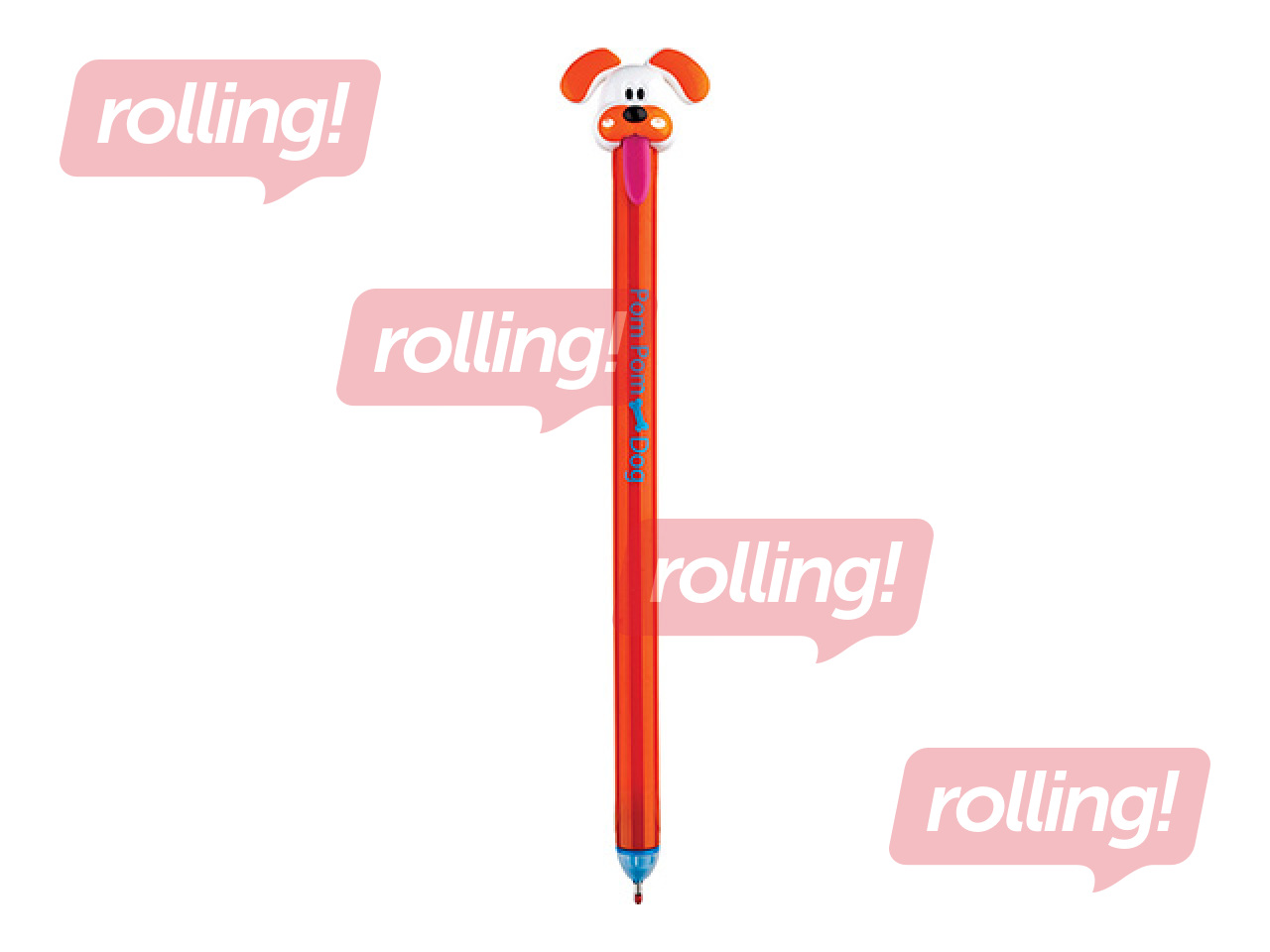 Gēla pildspalva dzēšama Pom Pom Dog, zila tinte, 0.5mm