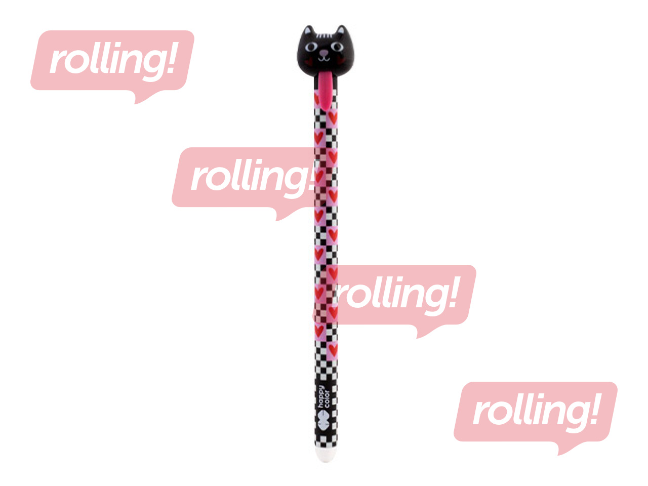 Gēla pildspalva dzēšama Happy Color Cats, zila tinte, 0.5mm