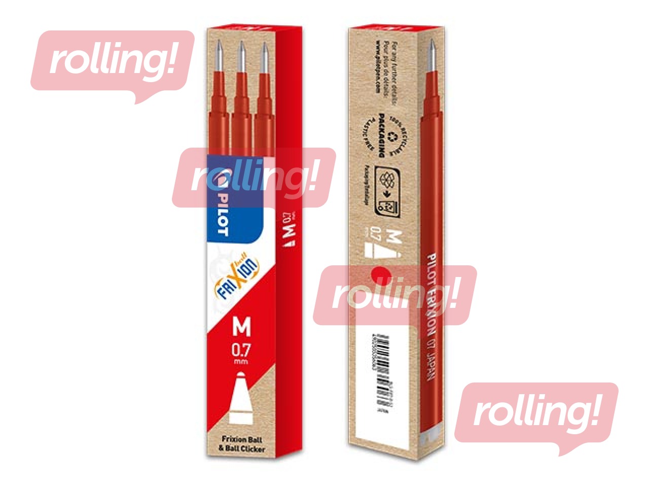 Serdenis rollerim Pilot Frixion Point, sarkans, 0.7mm, 3 gab.