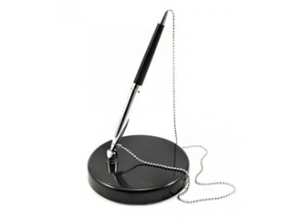 Lodīšu pildspalva statīvā Forpus melns korpuss, zila tinte