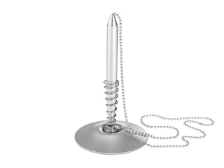 Шариковая ручка на подставке Alco, серебристый корпус, чёрные чернила