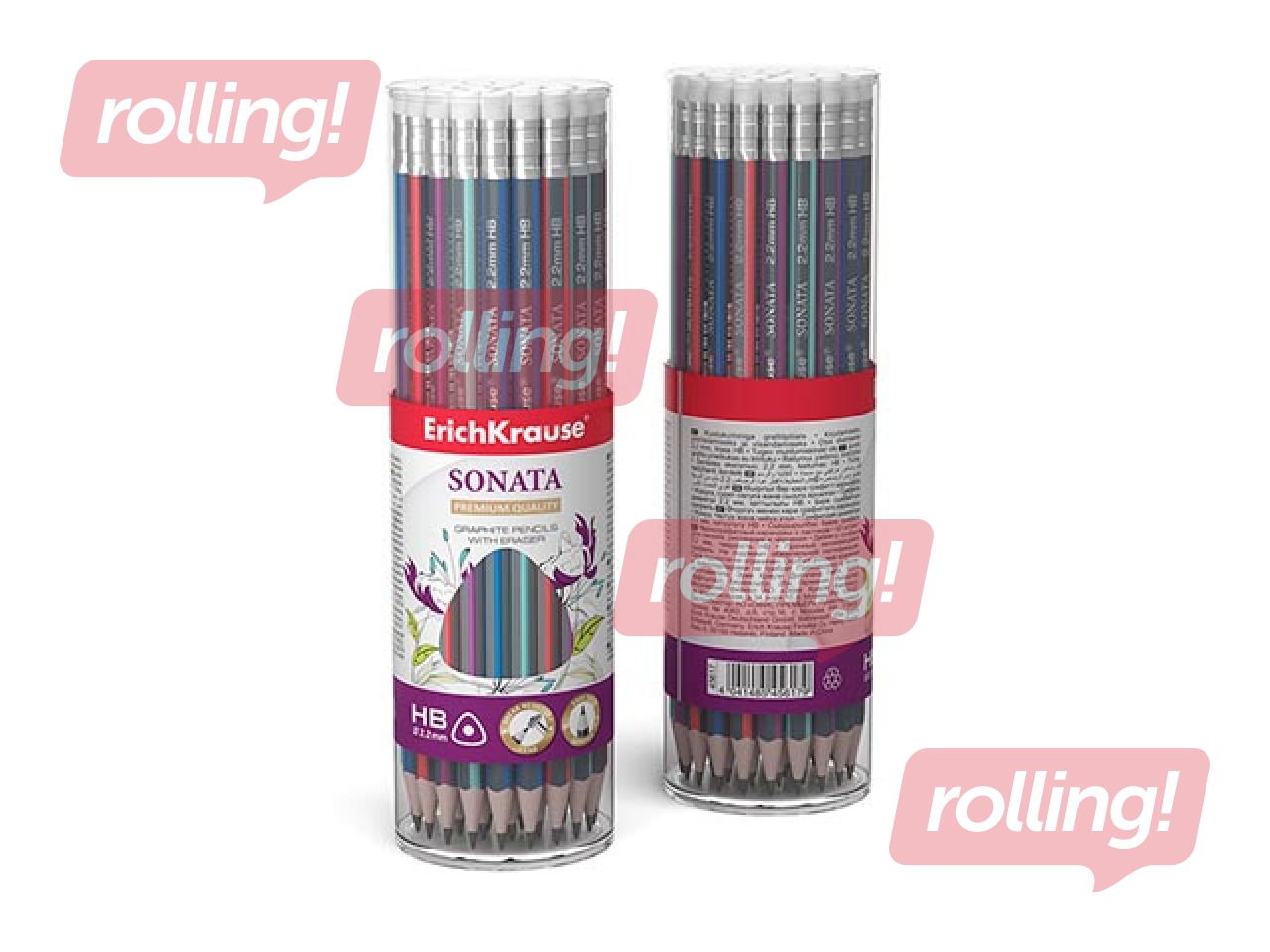 Harilik pliiats ErichKrause Sonata kustukummiga, HB