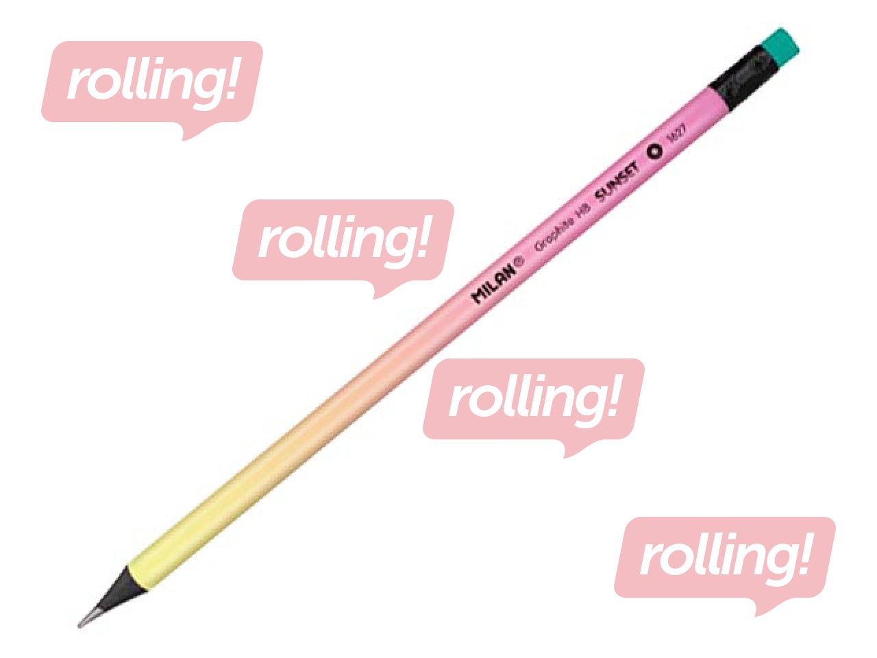 Ümmargune grafiitpliiats Milan Sunset, kustutuskummiga, HB