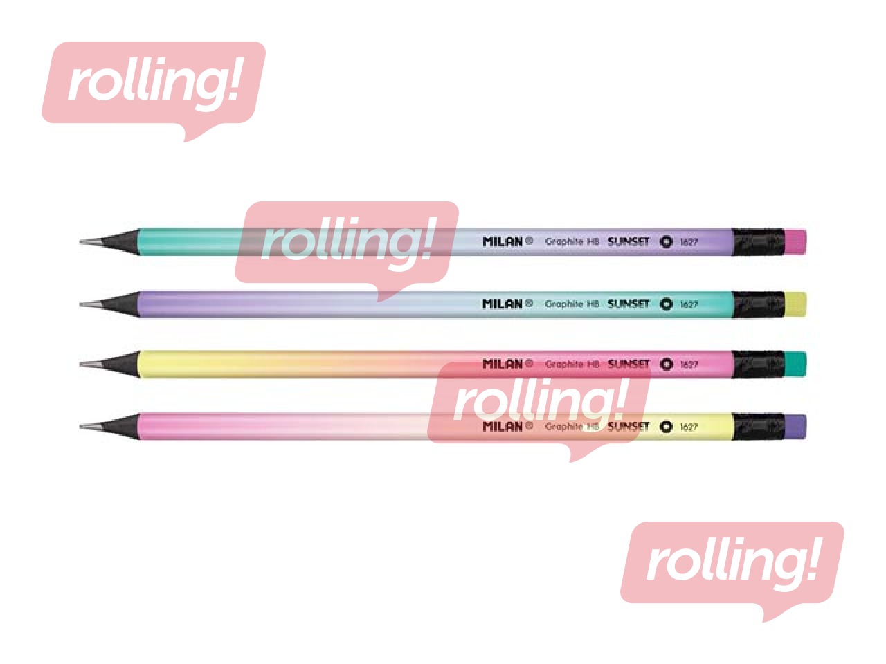 Ümmargune grafiitpliiats Milan Sunset, kustutuskummiga, HB