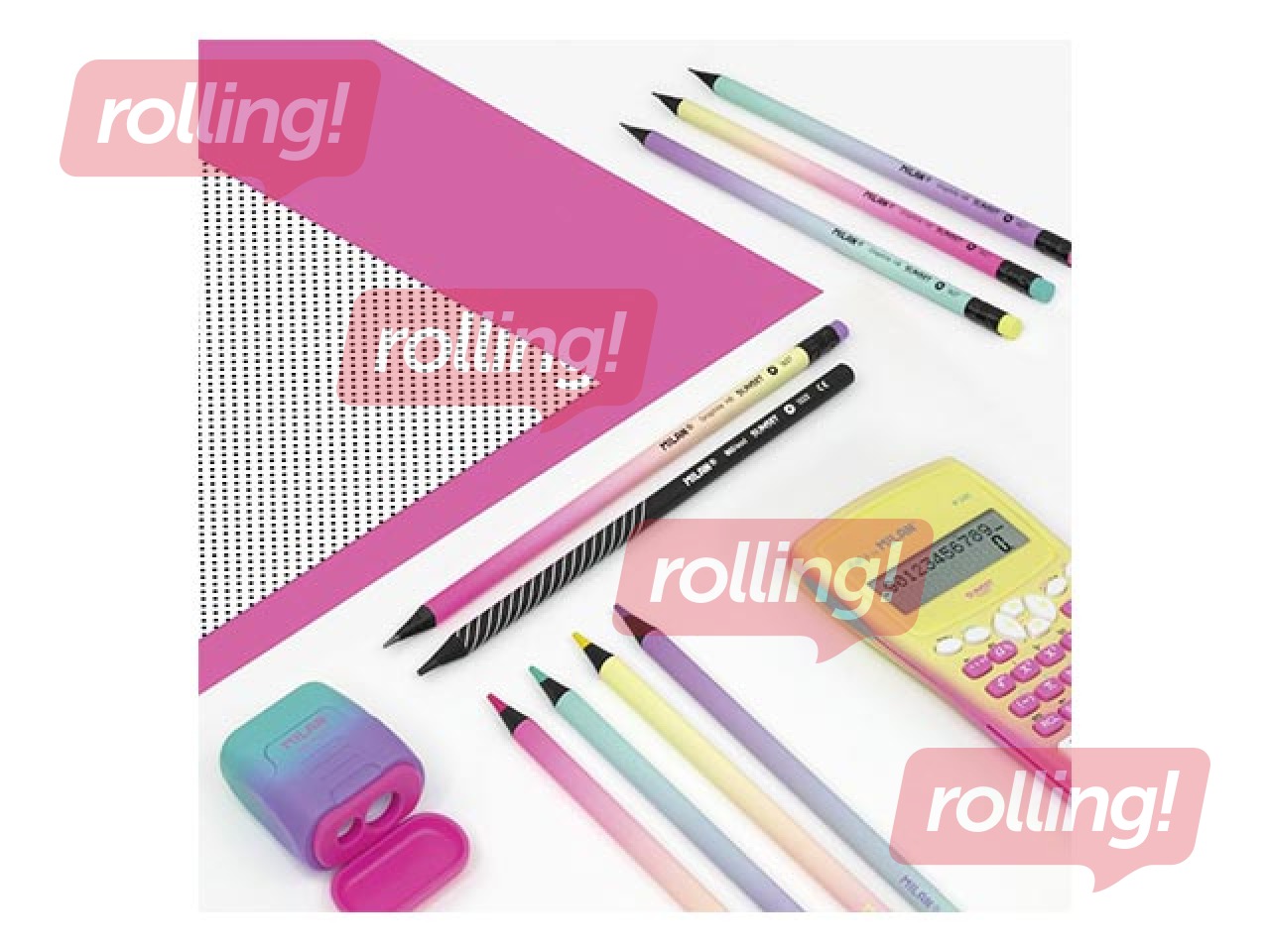 Ümmargune grafiitpliiats Milan Sunset, kustutuskummiga, HB