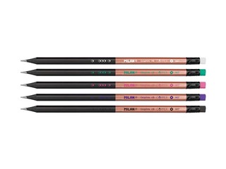 Kuusnurkne grafiitpliiats Milan Copper, kustutuskummiga, HB