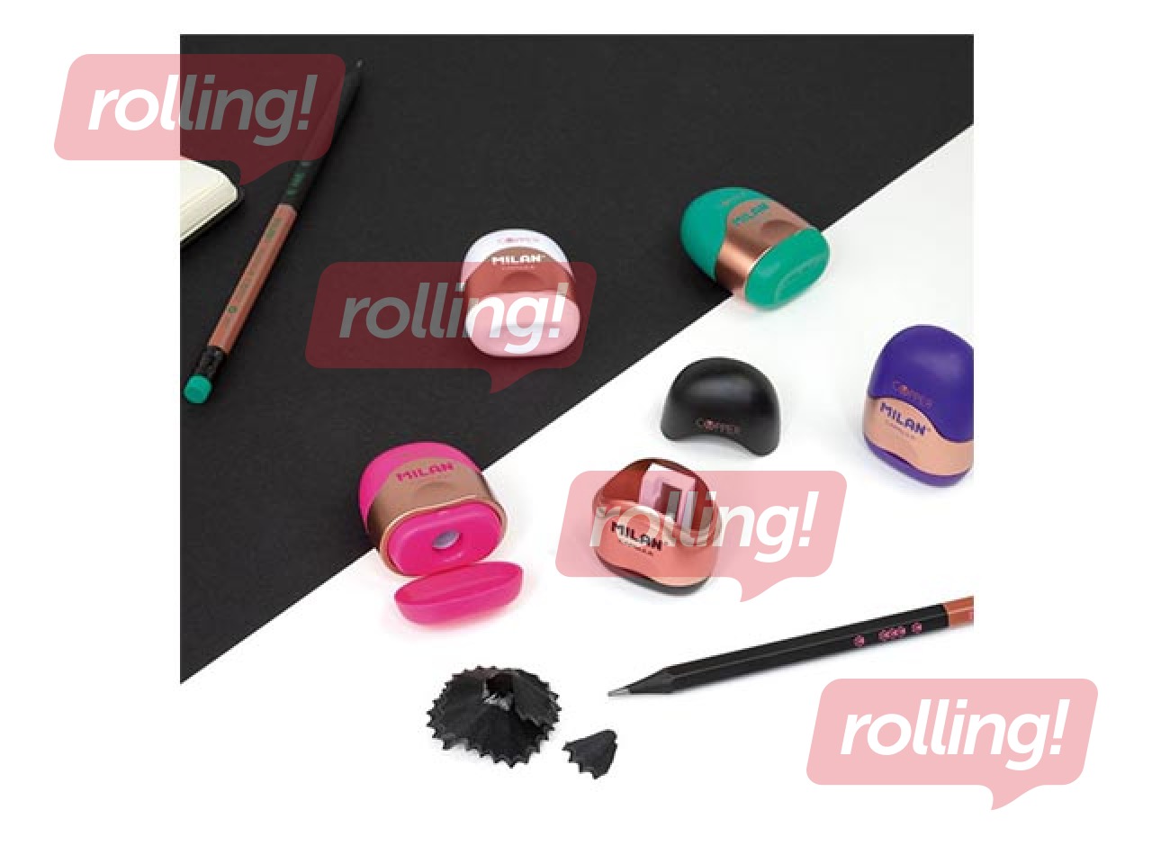 Kuusnurkne grafiitpliiats Milan Copper, kustutuskummiga, HB