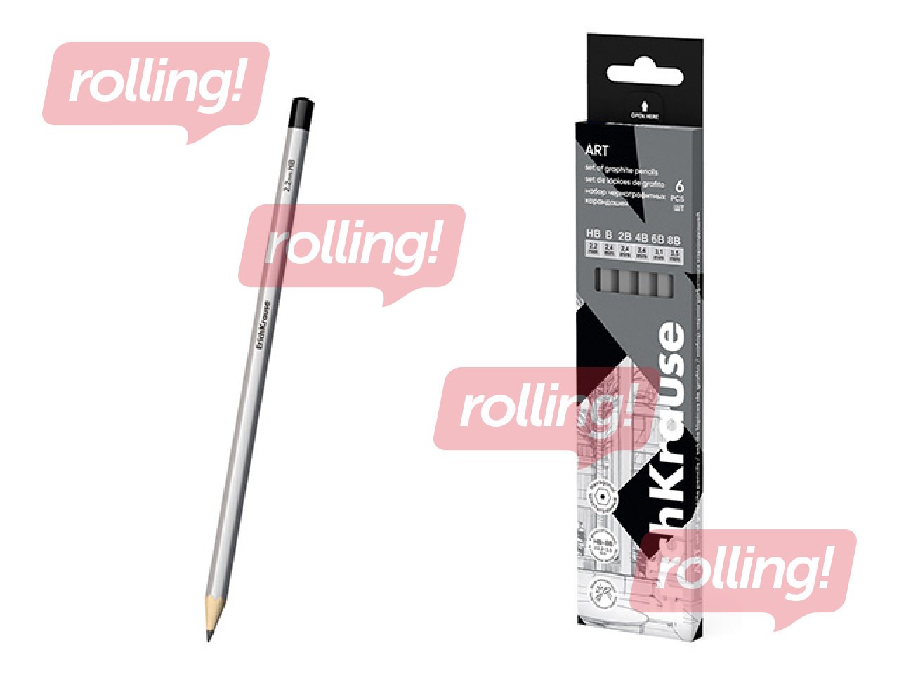 Graphite hexagonal pencils ErichKrause, 6 pcs, HB, B, 2B, 4B, 6B, 8B