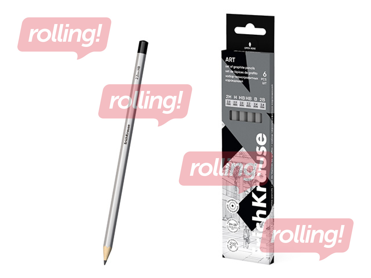 Pliiatsite komplekt ErichKrause, 6 tk, HB, B, 2B, 4B, H, 2H