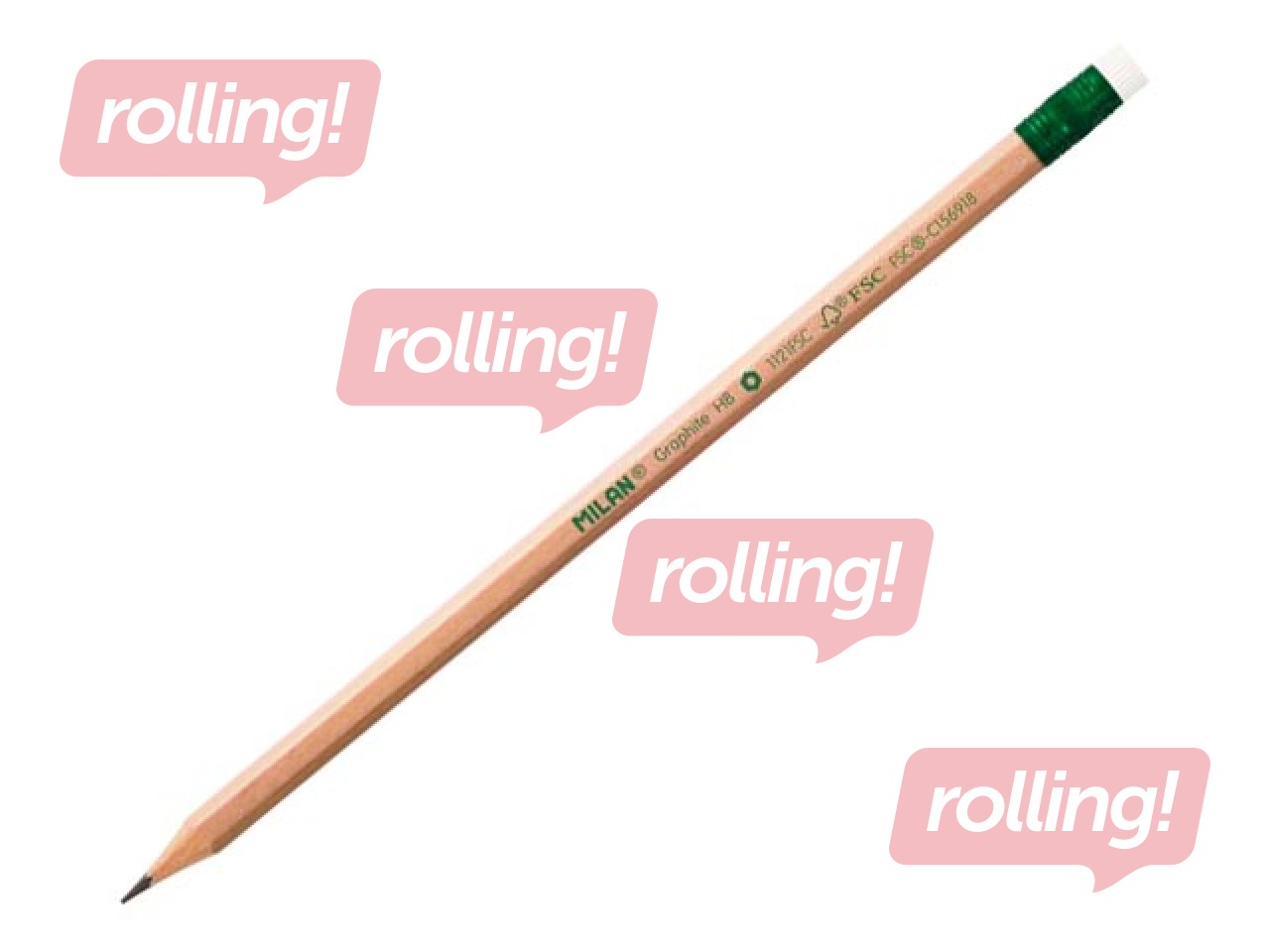 Graphite pencil, Milan, with eraser, FSC®-certified wood, HB