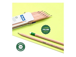 Карандаш, Milan, с ластиком, натуральное дерево, HB