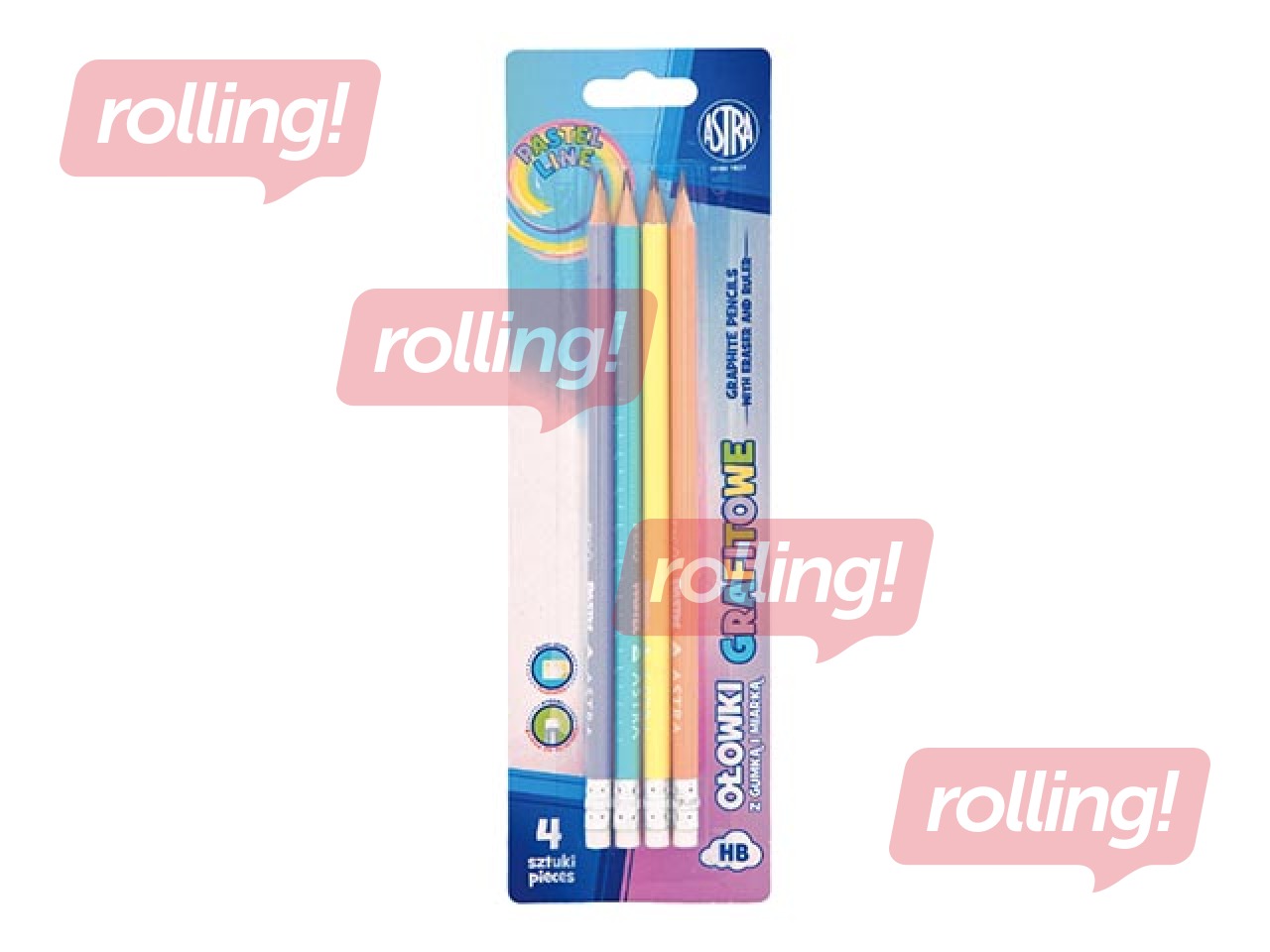 Pliiatsikomplekt  Astra Pastel, HB, 4 tk.