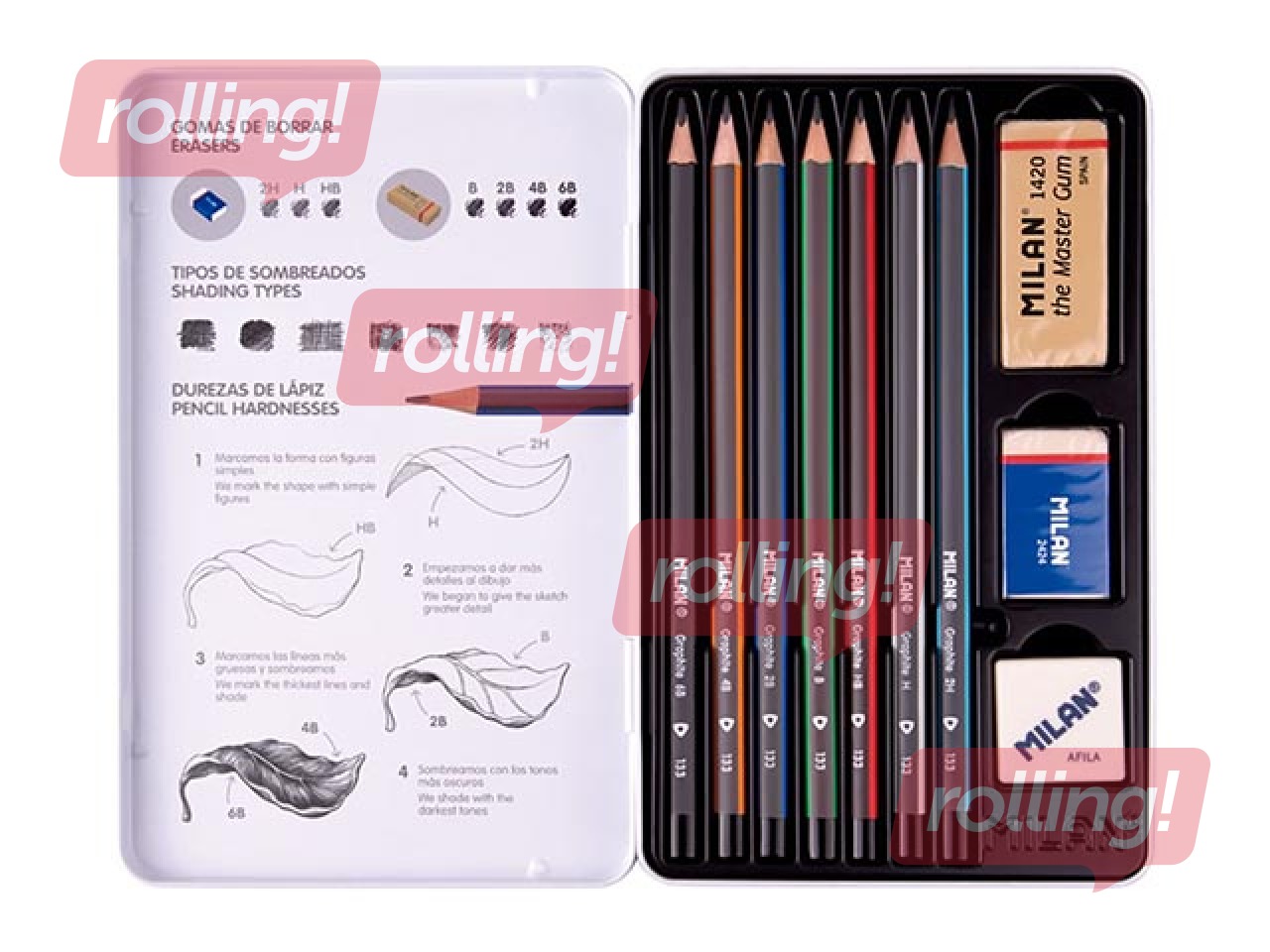 Kriidikomplekt Milan, metallkarbis, 7tk