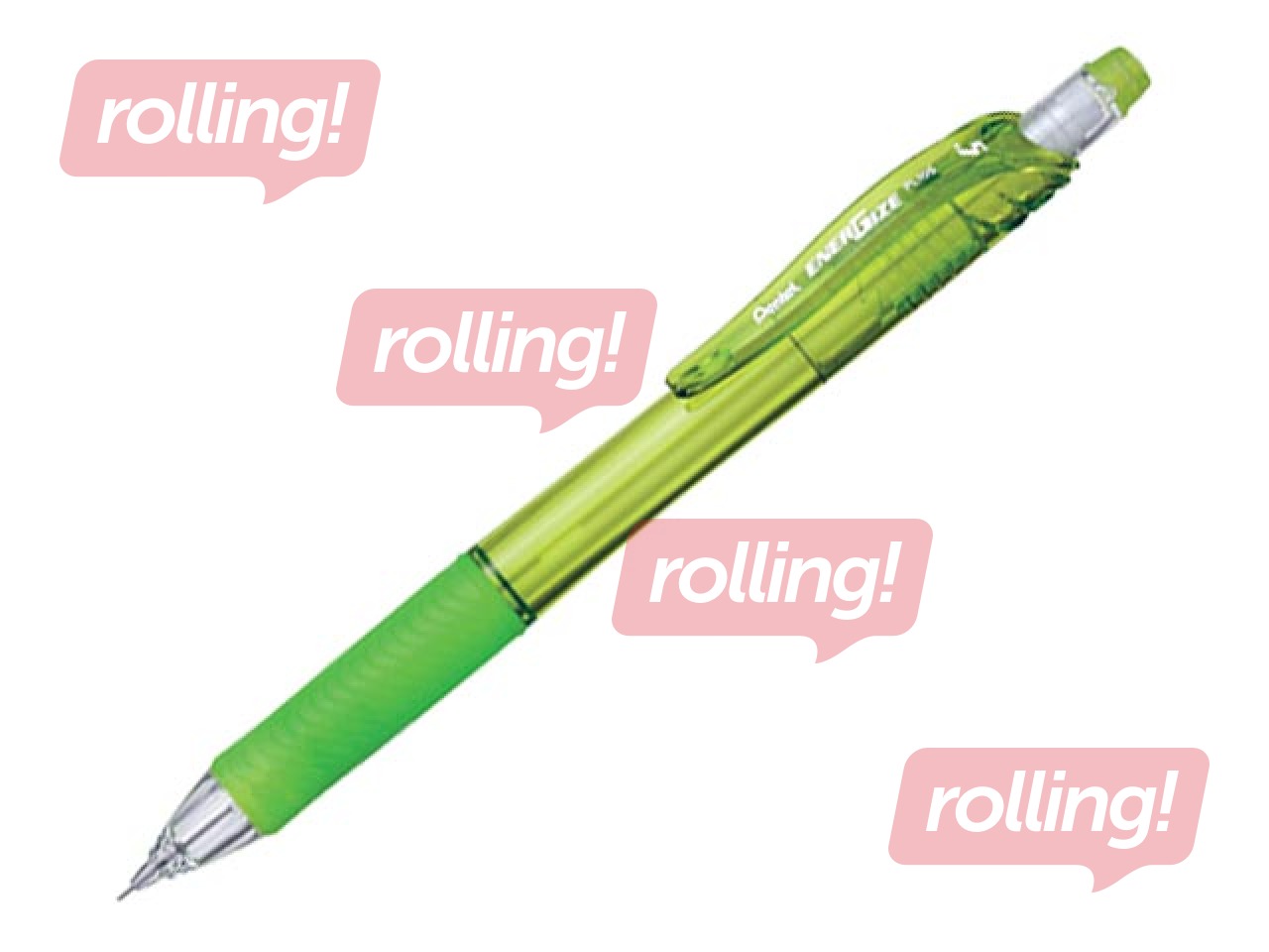 Mechanical pencil, Pentel Energize-X, with eraser, green, 0.5mm