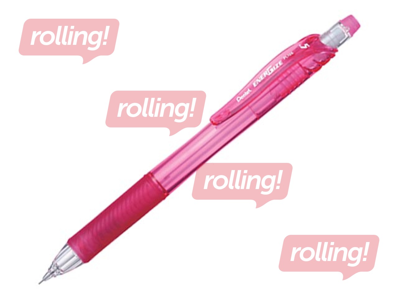 Mehaaniline pliiats Pentel Energize-X, kustukummiga, roosa, 0.5mm