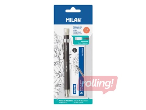 Mehaaniline pliiats Milan, 6 grafiidiga, must, 5.2mm