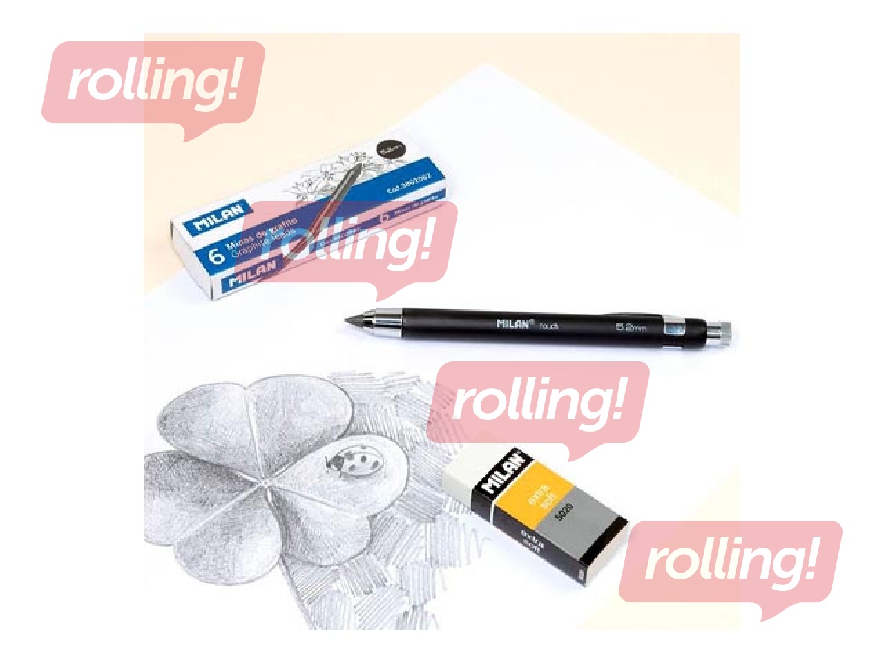 Mehaaniline pliiats Milan, 6 grafiidiga, must, 5.2mm