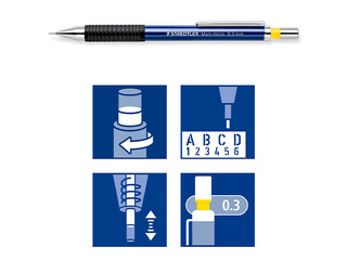 Mehaaniline pliiats Mars micro 775, B, kustutuskummiga, 0.3mm