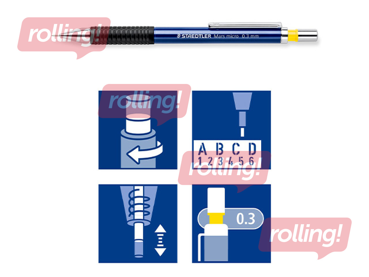 Mehaaniline pliiats Mars micro 775, B, kustutuskummiga, 0.3mm