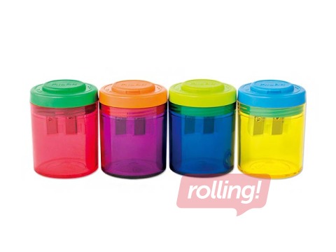 Double pencil sharpener with container Milan, assorted colours