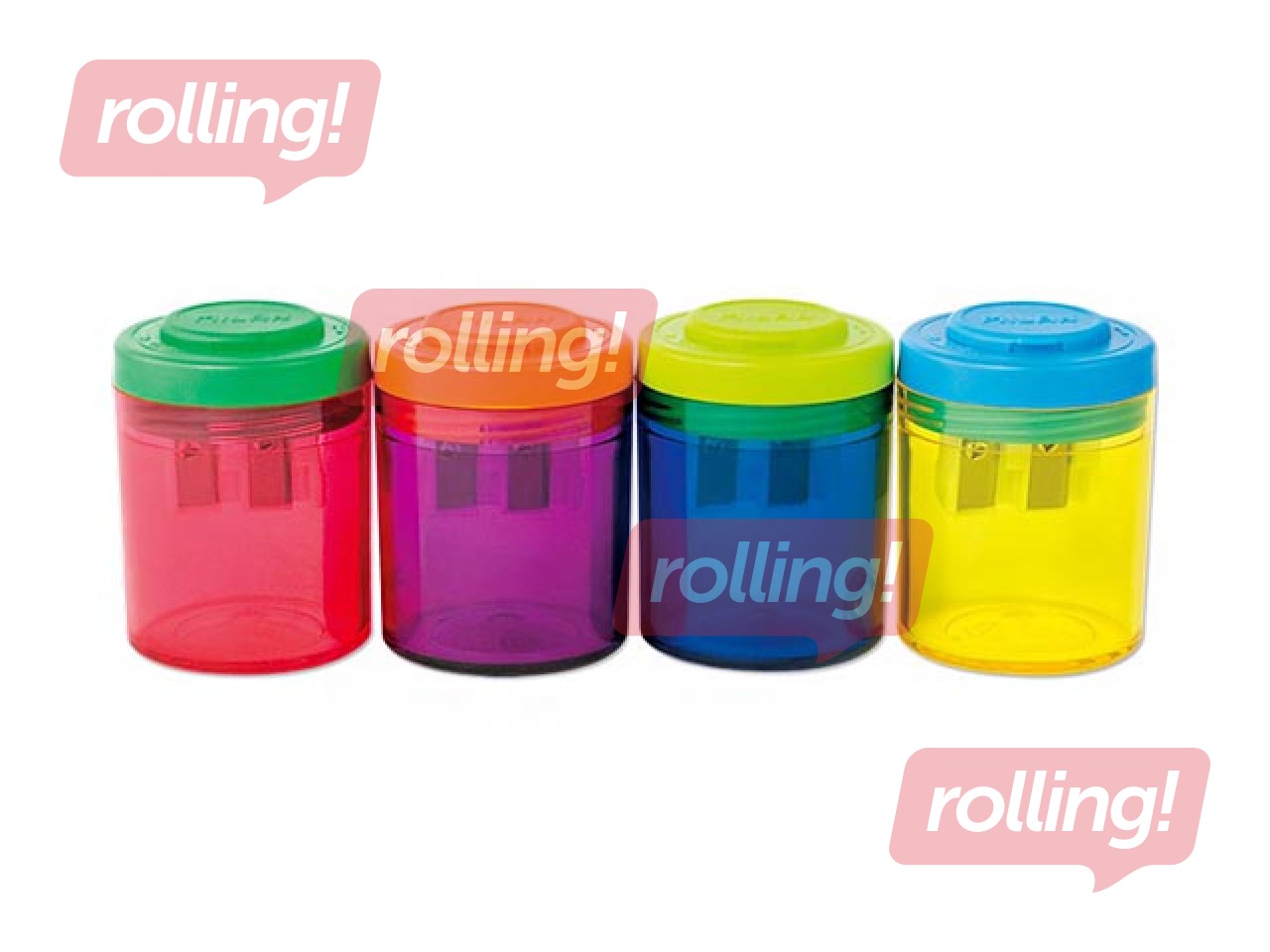 Double pencil sharpener with container Milan, assorted colours