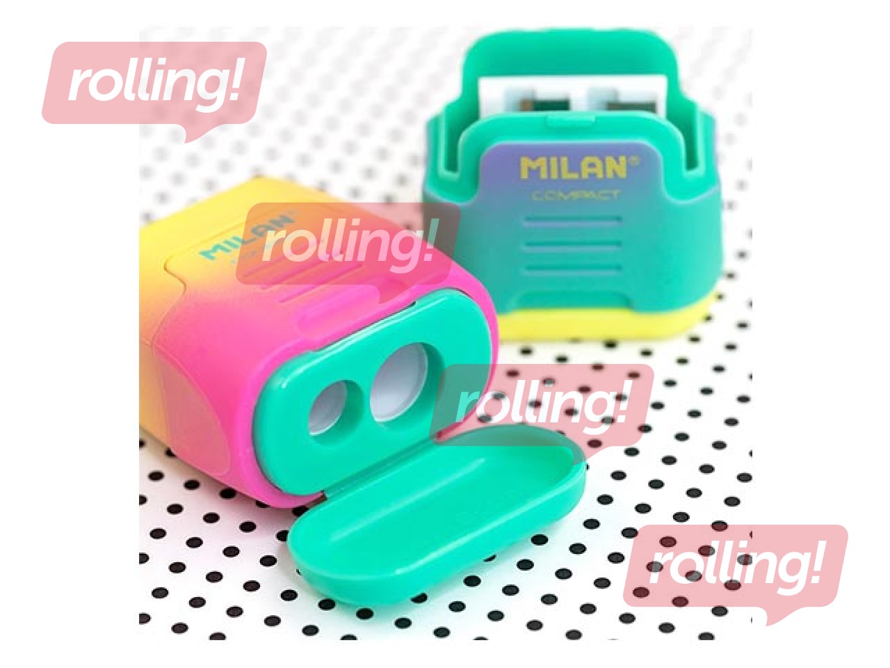 Zīmuļu asinātājs dubultais ar konteineru Milan Compact Sunset, dažādas krāsas