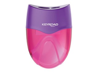 Double hole pencil sharpener with container Keyroad Mellow Duo, pink