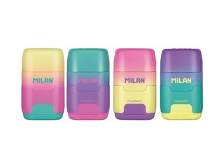 Kahe auguga pliiatsiteritaja Milan Compact Sunset koos kustutuskummiga