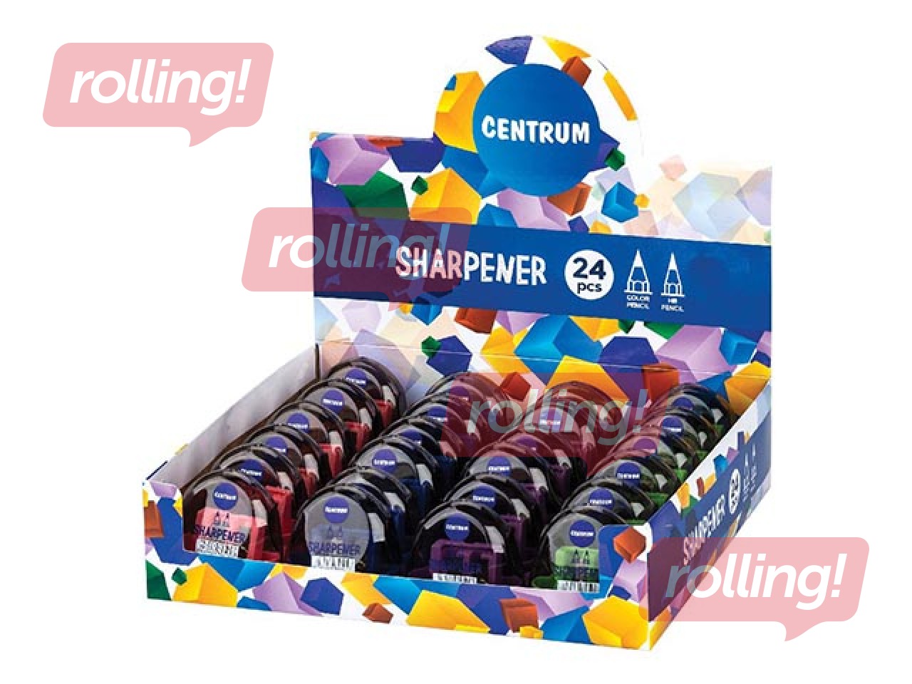 Kahe auguga pliiatsiteritaja Centrum, erinevad värvid