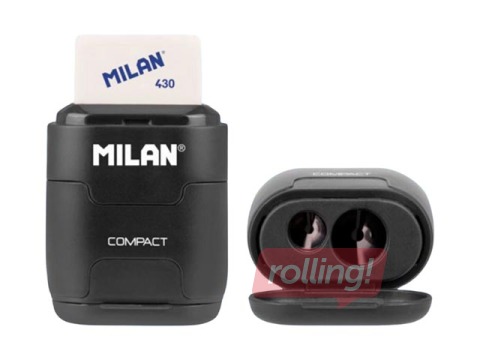 Двойная точилка для карандашей Milan Compact Shadow с контейнером и ластиком