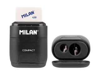 Kahe auguga pliiatsiteritaja Milan Compact Shadow kustutuskummiga