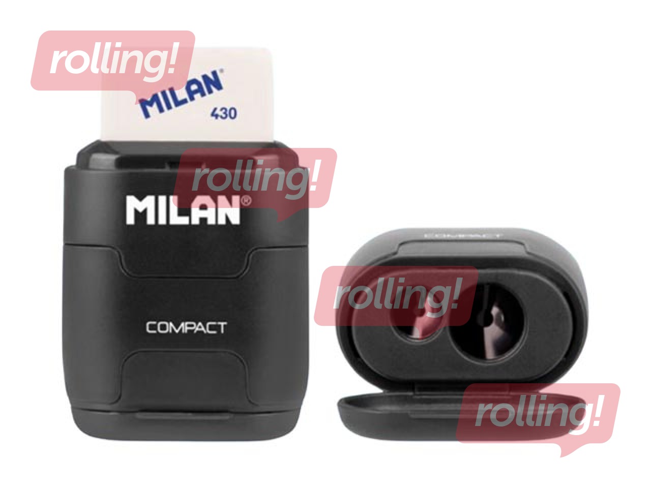 Kahe auguga pliiatsiteritaja Milan Compact Shadow kustutuskummiga