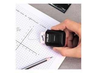 Kahe auguga pliiatsiteritaja Milan Compact Shadow kustutuskummiga