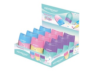 Kahe auguga pliiatsiteritaja konteineriga Keyroad Mellow Duo Pastel, erinevad värvid