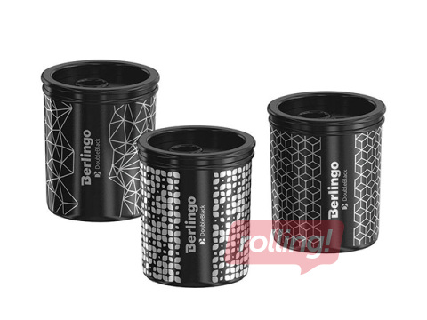 Kahe auguga pliiatsiteritaja konteineriga Double Black