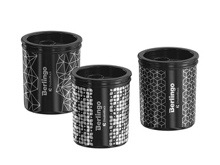 Kahe auguga pliiatsiteritaja konteineriga Double Black