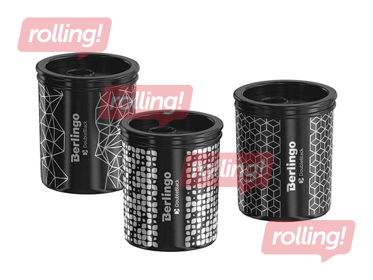 Kahe auguga pliiatsiteritaja konteineriga Double Black